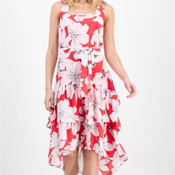 Anne Klein Dresses & Skirts - Anne Klein New With Tag Red and White Floral High Low Dress Size 14